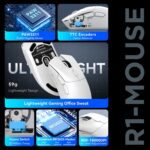 MAMBASNAKE Attack Shark R1 Wireless Gaming Mouse,PAW3311 Optical Sensor 18K DPI,59g Ultralight 2.4Ghz/BT/Wired Computer Mice for Win/Mac - White - Image 4
