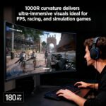 KOORUI 34-inch Curved Ultrawide WQHD 3440×1440 Gaming Monitor, 180Hz 1000R- PIP/PBP, 1ms(MPRT), HDR400, DCI-P3 95%, FreeSync Premium, 1 x DP 1.4 & 2 x HDMI 2.0, Tilt Height Swivel Adjustment, 34E6UC - Image 7