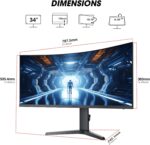 KOORUI 34-inch Curved Ultrawide WQHD 3440×1440 Gaming Monitor, 180Hz 1000R- PIP/PBP, 1ms(MPRT), HDR400, DCI-P3 95%, FreeSync Premium, 1 x DP 1.4 & 2 x HDMI 2.0, Tilt Height Swivel Adjustment, 34E6UC - Image 10
