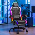GTPLAYER Gaming Chair, Computer Chair with RGB LED Lights, High Back Ergonomic Chair for Adults with Footrest and Linkage Armrests& Headrest Lumbar Support (with Bluetooth Speakers) - Image 3
