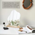 Irregular Aesthetic Vanity Mirror Frameless, Decorative Desk Tabletop Acrylic Mirrors with Wooden Stand for Living Room, Bedroom, and Minimal Spaces Home Decor - Cloud Shape - Image 3