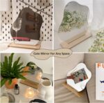 Irregular Aesthetic Vanity Mirror Frameless, Decorative Desk Tabletop Acrylic Mirrors with Wooden Stand for Living Room, Bedroom, and Minimal Spaces Home Decor - Cloud Shape - Image 6