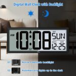WallarGe Backlight Digital Wall Clock Battery Operated - with Temperature and Date 14.5'' Large Digital Wall Clock, Easy to Read and Set, Auto DST - Image 3