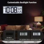 WallarGe Backlight Digital Wall Clock Battery Operated - with Temperature and Date 14.5'' Large Digital Wall Clock, Easy to Read and Set, Auto DST - Image 4