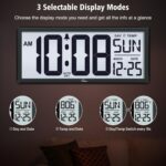 WallarGe Backlight Digital Wall Clock Battery Operated - with Temperature and Date 14.5'' Large Digital Wall Clock, Easy to Read and Set, Auto DST - Image 5