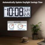 WallarGe Backlight Digital Wall Clock Battery Operated - with Temperature and Date 14.5'' Large Digital Wall Clock, Easy to Read and Set, Auto DST - Image 6