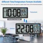 WallarGe Backlight Digital Wall Clock Battery Operated - with Temperature and Date 14.5'' Large Digital Wall Clock, Easy to Read and Set, Auto DST - Image 7