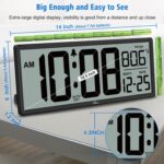WallarGe Backlight Digital Wall Clock Battery Operated - with Temperature and Date 14.5'' Large Digital Wall Clock, Easy to Read and Set, Auto DST - Image 9