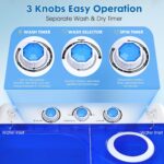 Portable Washing Machine, 28lbs Twin Tub with Drain Pump and Hose, 18lbs Wash 10lbs Spin Cycle, Compact Semi-Automatic Washer and Spinner Combo for Apartments, Dorms, RVs, Camping, Blue - Image 3