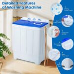 Portable Washing Machine, 28lbs Twin Tub with Drain Pump and Hose, 18lbs Wash 10lbs Spin Cycle, Compact Semi-Automatic Washer and Spinner Combo for Apartments, Dorms, RVs, Camping, Blue - Image 5