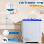 Portable Washing Machine, 28lbs Twin Tub with Drain Pump and Hose, 18lbs Wash 10lbs Spin Cycle, Compact Semi-Automatic Washer and Spinner Combo for Apartments, Dorms, RVs, Camping, Blue - Image 7