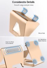Desk Cell Phone Stand Phone Holder, Aluminum Phone Cradle Dock for iPhone17 16 15 14 13 12 pro Mini 11 X Xs max 8 7 6 6s Plus SE Samsung All Smart Phones, Rose Gold - Image 3