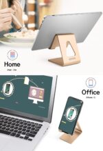 Desk Cell Phone Stand Phone Holder, Aluminum Phone Cradle Dock for iPhone17 16 15 14 13 12 pro Mini 11 X Xs max 8 7 6 6s Plus SE Samsung All Smart Phones, Rose Gold - Image 4