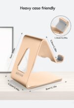 Desk Cell Phone Stand Phone Holder, Aluminum Phone Cradle Dock for iPhone17 16 15 14 13 12 pro Mini 11 X Xs max 8 7 6 6s Plus SE Samsung All Smart Phones, Rose Gold - Image 7