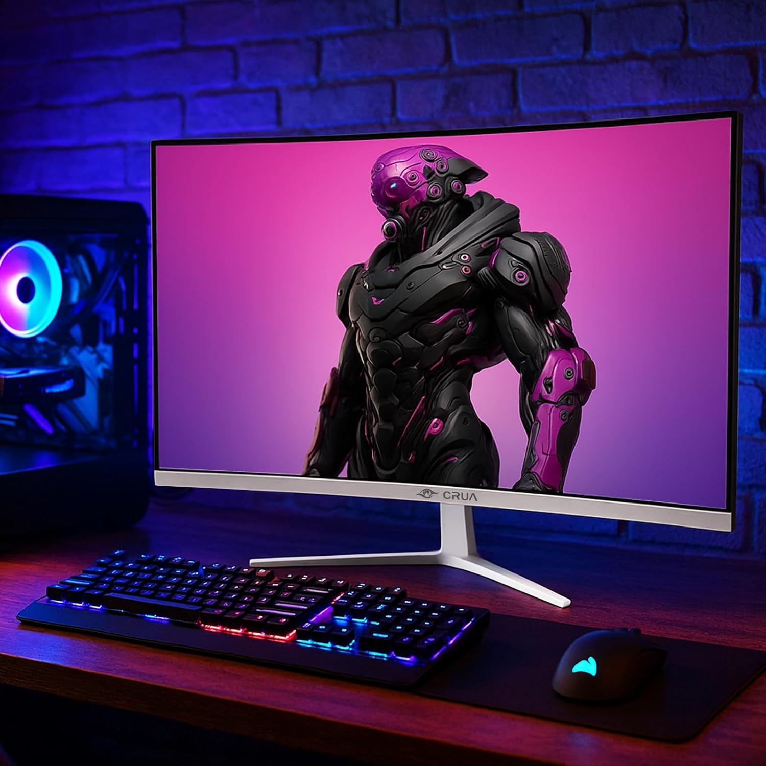 CRUA 27" Curved Gaming Monitor, FHD 1920x1080P, 165Hz/200Hz Computer Monitor, 1800R VA Screen, 120% sRGB, Support AMD FreeSync, Blue Light Filter, HDMI & DP, Wall Mount Install- White - Image 8