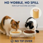 Elevated Cat Bowls for Indoor Cats – Modern Acrylic Cat Food Table with 2 Ceramic Dishes, Adjustable Height (4.05"/2.87"), Set of 1 - Image 3