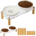 Elevated Cat Bowls for Indoor Cats – Modern Acrylic Cat Food Table with 2 Ceramic Dishes, Adjustable Height (4.05"/2.87"), Set of 1 - Image 9