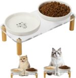 Elevated Cat Bowls for Indoor Cats – Modern Acrylic Cat Food Table with 2 Ceramic Dishes, Adjustable Height (4.05"/2.87"), Set of 1 - Image 10