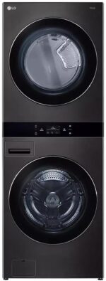 WashTower Stacked Smart Laundry Center 5.0 Cu.Ft. Front Load Washer & 7.4 Cu.Ft. Gas Dryer in Black Steel w/Steam - Image 3