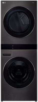 WashTower Stacked Smart Laundry Center 5.0 Cu.Ft. Front Load Washer & 7.4 Cu.Ft. Gas Dryer in Black Steel w/Steam - Image 4