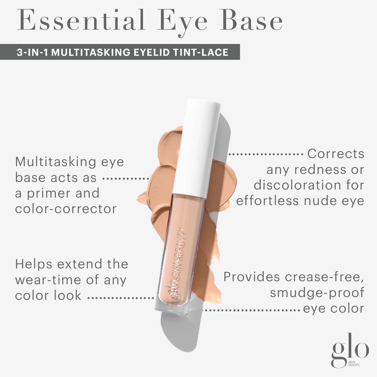 Glo Skin Beauty Essential Eye Base - 3-in-1 Multitasking Eyelid Tint, Primer & Color Corrector - Vegan Shades (Lace) - Image 4