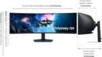 Samsung 49” Odyssey G9 Series DQHD 1000R Curved Gaming Monitor, 1ms(GtG), VESA DisplayHDR 1000, 240Hz, AMD FreeSync Premium Pro, Height Adjustable Stand, Ultrawide Screen, LS49CG954ENXZA, 2024 - Image 4
