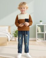 NZRVAWS Toddler Baby Boy Clothes Pullover Sweater Ripped Jean Sweatsuit Little Boy Outfit Fall Winter Clothing Set 6M-7T - Image 5