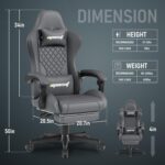 Gaming Chair,Ergonomic Computer Chairs for Adults with Footrest, PU Leather Office Chair with Adjustable Lumbar Support & Pocket Spring Cushion - Heavy Duty 400lb Capacity Gamer Chair (Grey) - Image 4