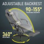 Gaming Chair,Ergonomic Computer Chairs for Adults with Footrest, PU Leather Office Chair with Adjustable Lumbar Support & Pocket Spring Cushion - Heavy Duty 400lb Capacity Gamer Chair (Grey) - Image 5