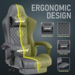 Gaming Chair,Ergonomic Computer Chairs for Adults with Footrest, PU Leather Office Chair with Adjustable Lumbar Support & Pocket Spring Cushion - Heavy Duty 400lb Capacity Gamer Chair (Grey) - Image 6