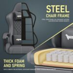 Gaming Chair,Ergonomic Computer Chairs for Adults with Footrest, PU Leather Office Chair with Adjustable Lumbar Support & Pocket Spring Cushion - Heavy Duty 400lb Capacity Gamer Chair (Grey) - Image 7