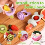 Bessentials Baby Fresh Fruit Food Feeder - 2 Pack Silicone Baby Mesh Feeders for Infant Safe Self Feeding |3 Sizes Food Pouches Included| Suitable for Baby 4m+（ Purple+Misty Green） - Image 4