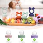 Bessentials Baby Fresh Fruit Food Feeder - 2 Pack Silicone Baby Mesh Feeders for Infant Safe Self Feeding |3 Sizes Food Pouches Included| Suitable for Baby 4m+（ Purple+Misty Green） - Image 5