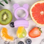 Bessentials Baby Fresh Fruit Food Feeder - 2 Pack Silicone Baby Mesh Feeders for Infant Safe Self Feeding |3 Sizes Food Pouches Included| Suitable for Baby 4m+（ Purple+Misty Green） - Image 6