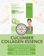 DERMAL Cucumber Collagen Essence Facial Mask Sheet 23g Pack of 10 - Soothing & Moisturizing, Redness & Sunburn Relief, Daily Skin Treatment Solution Sheet Mask - Image 3