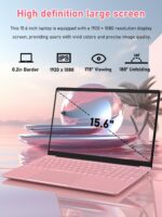 15.6" Laptop Computer Notebook, 4-Core N95 Processor, FHD Display, Backlit Keyboard, Fingerprint, Webcam, Bluetooth, WiFi, Win 11 Pro, 10TB Upgradeable, T152A, 32GB RAM, 1TB SSD, Pink - Image 6