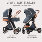 Baby Stroller Baby Prams Pushchair 2 in 1, Foldable, Portable, Comfortable, for Infant Toddler Aged 0-36 Months (Blue) - Image 3