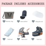 Baby Stroller Baby Prams Pushchair 2 in 1, Foldable, Portable, Comfortable, for Infant Toddler Aged 0-36 Months (Blue) - Image 10