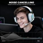 Wireless Gaming Headset for PS5, PS4, PC, Switch, Mac, Mobile, USB & Type-C 2.4GHz Gaming Headphones with 50mm Drivers, 3D Surround Sound, ENC Noise Cancelling Mic, RGB Lights, 50-Hr Playtime - Image 6