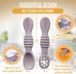 4pc Silicone Baby Spoons Self Feeding Baby Utensils 6-12 Months - 3 Baby Spoon - 1 Baby Fork - Toddler Cutlery Set - BPA Free, Dishwasher Safe, Baby Eating Essentials (Light pink/Army Green) - Image 4