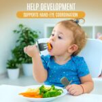 4pc Silicone Baby Spoons Self Feeding Baby Utensils 6-12 Months - 3 Baby Spoon - 1 Baby Fork - Toddler Cutlery Set - BPA Free, Dishwasher Safe, Baby Eating Essentials (Light pink/Army Green) - Image 8