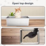 Kirecoo Stainless Steel Cat Litter Box - Metal High Sided Cat Pan, Large Stainless Steel Box, Indoor Litter Tray, Non Stick, No Smell, Easy to Clean, Pet Toilet Supplies for Kitten, Kitty, Rabbit - Image 6