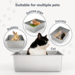 Kirecoo Stainless Steel Cat Litter Box - Metal High Sided Cat Pan, Large Stainless Steel Box, Indoor Litter Tray, Non Stick, No Smell, Easy to Clean, Pet Toilet Supplies for Kitten, Kitty, Rabbit - Image 7
