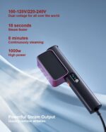 G7 2-in-1 Professional 100-240V Dual Voltage Steamer for Clothes and Iron for Clothes, Just 1lbs Lightly, 8 Minutes of Continuous Steam, 1000W Portable Steamer for travel and home - Image 4