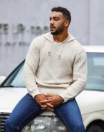 Zaitun Mens Hooded Sweatshirt Long Sleeve Solid Knitted Hoodie Pullover Sweater - Image 4