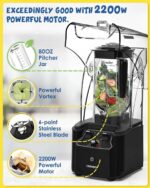 CRANDDI Commercial Quiet Blender, 2200 Watt Professional Countertop Blender with 80oz Pitcher, Built-in Pulse & 15-speeds Control, Smoothie Blender for Commercial and Home, K90 Black - Image 3