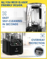 CRANDDI Commercial Quiet Blender, 2200 Watt Professional Countertop Blender with 80oz Pitcher, Built-in Pulse & 15-speeds Control, Smoothie Blender for Commercial and Home, K90 Black - Image 5