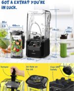 CRANDDI Commercial Quiet Blender, 2200 Watt Professional Countertop Blender with 80oz Pitcher, Built-in Pulse & 15-speeds Control, Smoothie Blender for Commercial and Home, K90 Black - Image 6