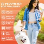 3D Pedometer for Walking, Simple Walking Step Counter with Removable Clip and Strap, USB Rechargeable Step Tracker with Backlight, Accurate Step Counter for Men Women Seniors - Image 3