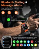 Military Smart Watches for Men, 2.01" HD Smartwatch with 1000 mAh Battery/2 Straps/Answer/Make Call/Led Flashlight/Heart Rate/Sleep Monitor, 100+ Sport Modes Fitness Tracker for Android/iPhone - Image 9